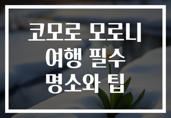 코모로 모로니 여행 필수 명소와 팁