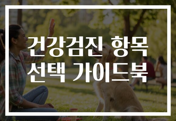 건강검진 항목 선택 가이드북