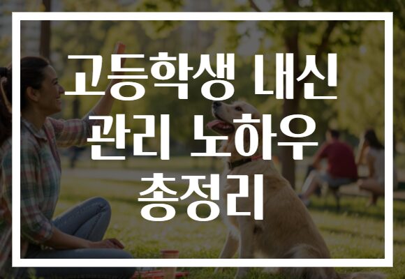 고등학생 내신 관리 노하우 총정리