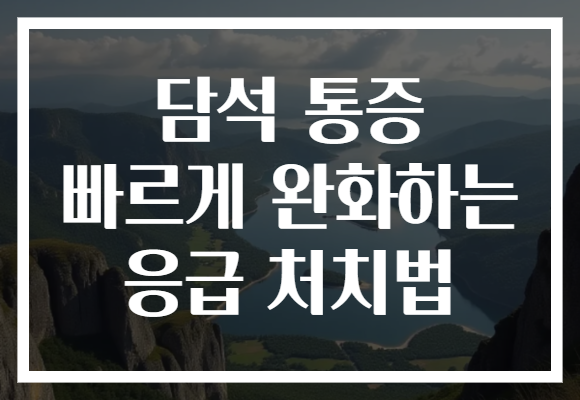 담석 통증 빠르게 완화하는 응급 처치법