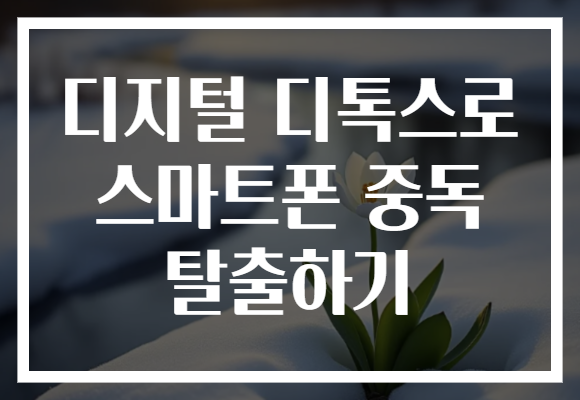 디지털 디톡스로 스마트폰 중독 탈출하기