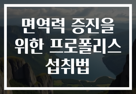 면역력 증진을 위한 프로폴리스 섭취법
