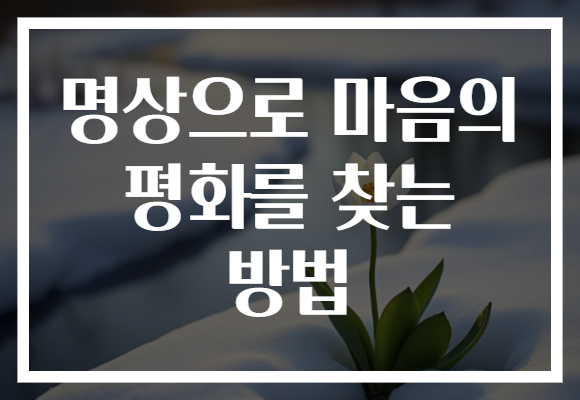 명상으로 마음의 평화를 찾는 방법