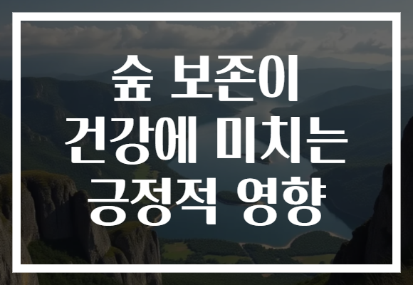 숲 보존이 건강에 미치는 긍정적 영향