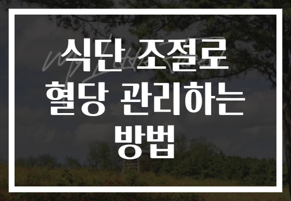 식단 조절로 혈당 관리하는 방법