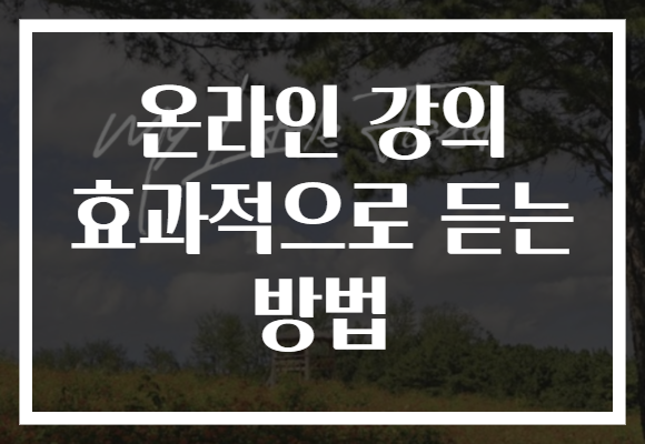 온라인 강의 효과적으로 듣는 방법