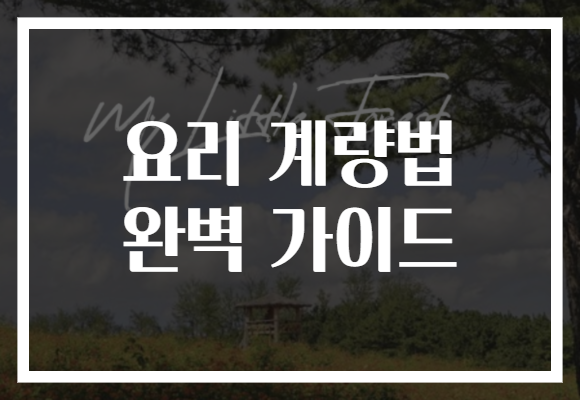 요리 계량법 완벽 가이드