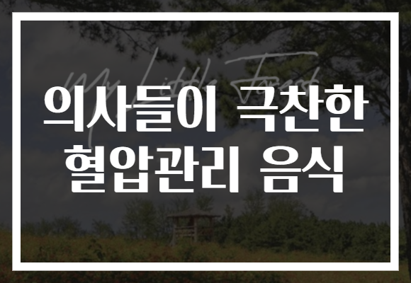 의사들이 극찬한 혈압관리 음식