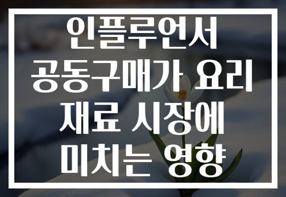 인플루언서 공동구매가 요리 재료 시장에 미치는 영향