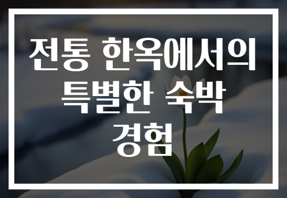 전통 한옥에서의 특별한 숙박 경험
