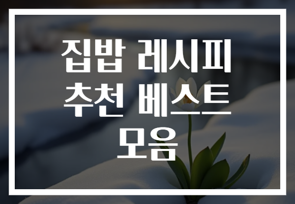 집밥 레시피 추천 베스트 모음