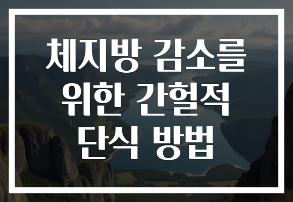 체지방 감소를 위한 간헐적 단식 방법