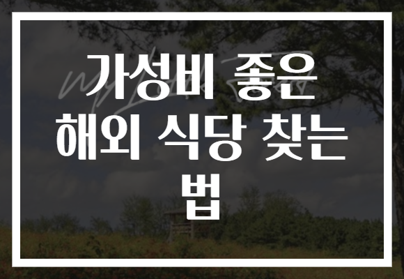 가성비 좋은 해외 식당 찾는 법