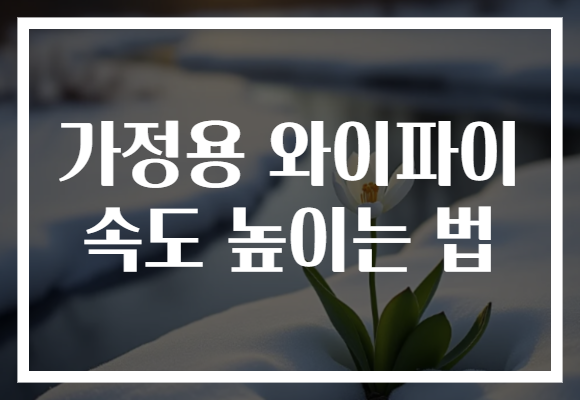 가정용 와이파이 속도 높이는 법
