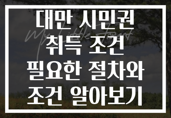 대만 시민권 취득 조건 필요한 절차와 조건 알아보기