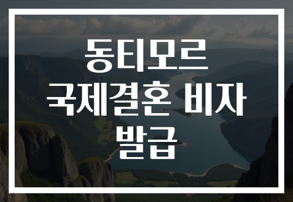 동티모르 국제결혼 비자 발급