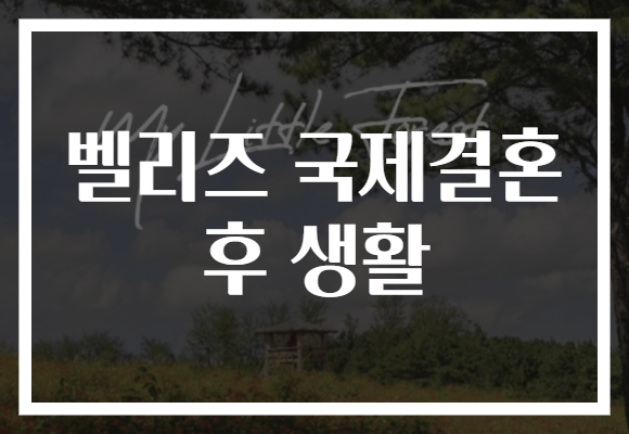 벨리즈 국제결혼 후 생활