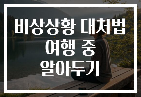 비상상황 대처법 여행 중 알아두기