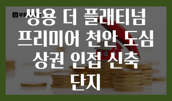 쌍용 더 플래티넘 프리미어 천안 도심 상권 인접 신축 단지