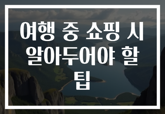 여행 중 쇼핑 시 알아두어야 할 팁