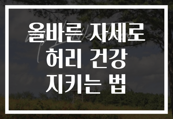 올바른 자세로 허리 건강 지키는 법
