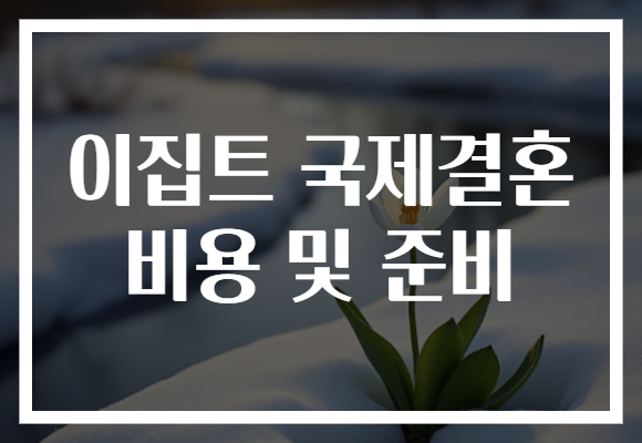 이집트 국제결혼 비용 및 준비