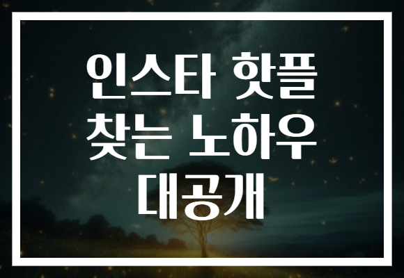 인스타 핫플 찾는 노하우 대공개