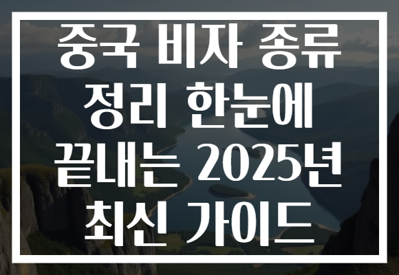 중국 비자 종류 정리 한눈에 끝내는 2025년 최신 가이드
