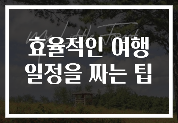 효율적인 여행 일정을 짜는 팁