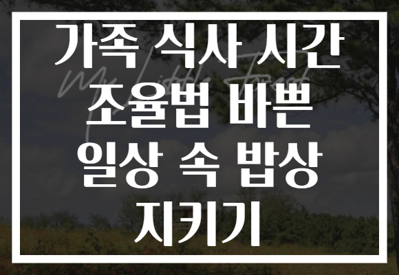 가족 식사 시간 조율법 바쁜 일상 속 밥상 지키기