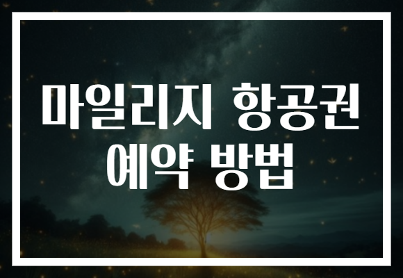 마일리지 항공권 예약 방법