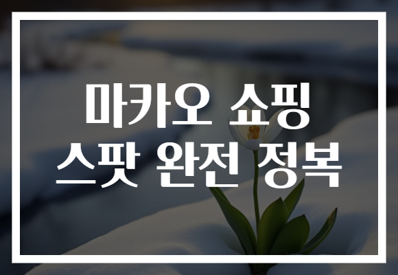 마카오 쇼핑 스팟 완전 정복