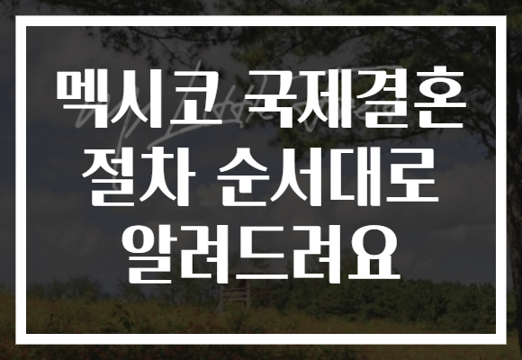 멕시코 국제결혼 절차 순서대로 알려드려요
