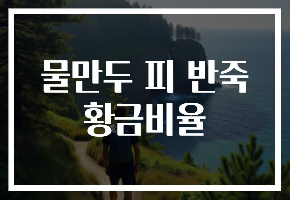 물만두 피 반죽 황금비율
