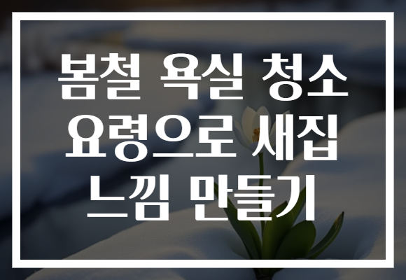 봄철 욕실 청소 요령으로 새집 느낌 만들기