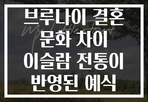 브루나이 결혼 문화 차이 이슬람 전통이 반영된 예식