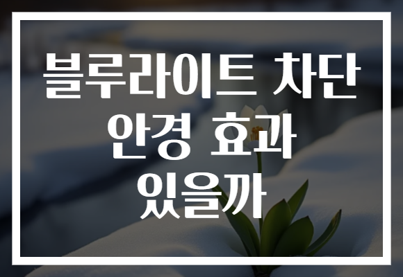 블루라이트 차단 안경 효과 있을까