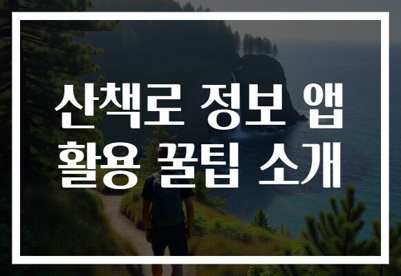 산책로 정보 앱 활용 꿀팁 소개