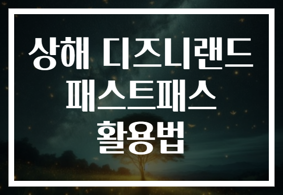 상해 디즈니랜드 패스트패스 활용법