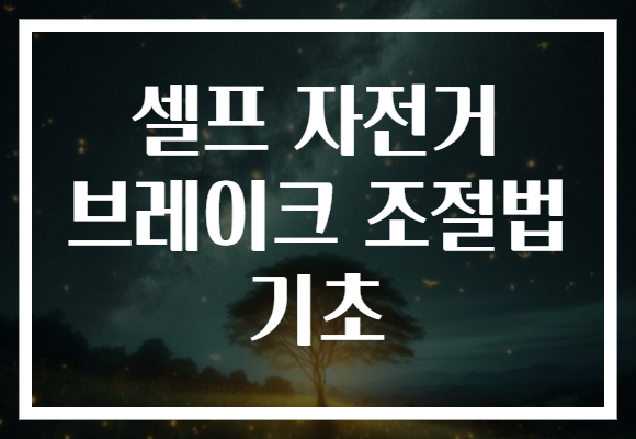 셀프 자전거 브레이크 조절법 기초