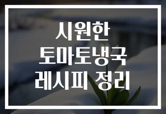 시원한 토마토냉국 레시피 정리