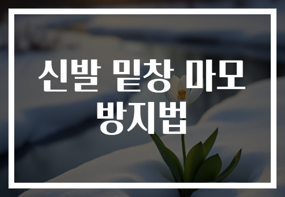 신발 밑창 마모 방지법