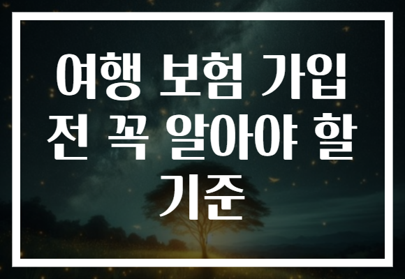 여행 보험 가입 전 꼭 알아야 할 기준