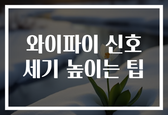 와이파이 신호 세기 높이는 팁