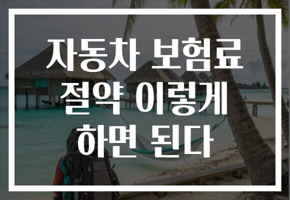 자동차 보험료 절약 이렇게 하면 된다