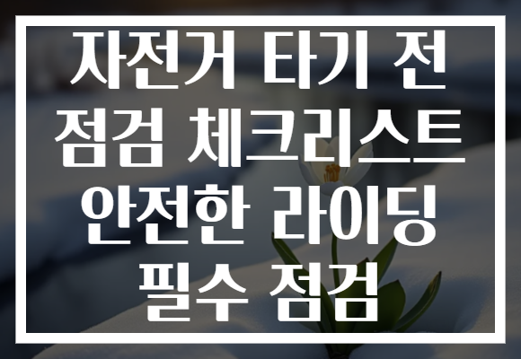 자전거 타기 전 점검 체크리스트 안전한 라이딩 필수 점검