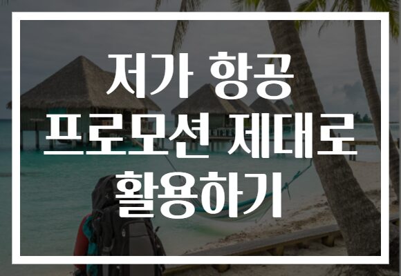 저가 항공 프로모션 제대로 활용하기