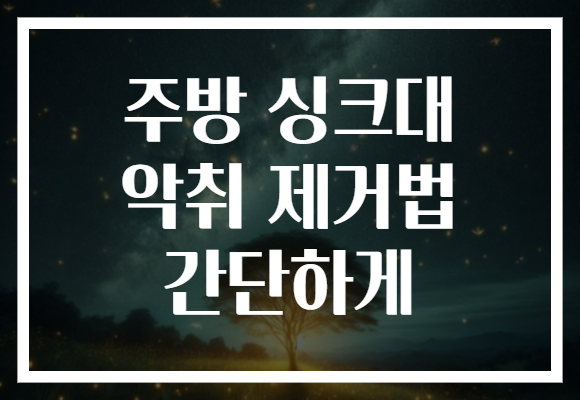 주방 싱크대 악취 제거법 간단하게
