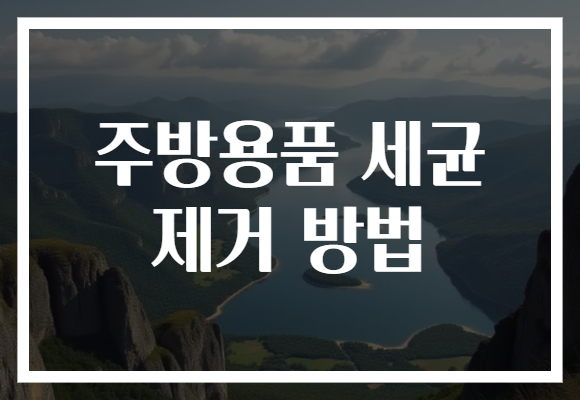 주방용품 세균 제거 방법