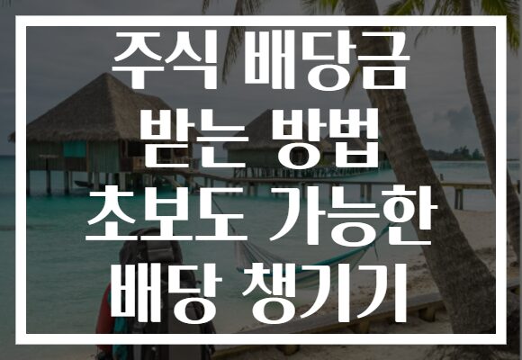 주식 배당금 받는 방법 초보도 가능한 배당 챙기기